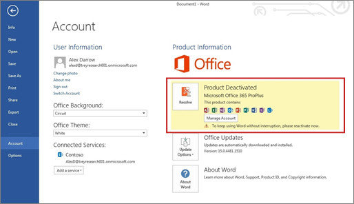 office 2013 product activation failed